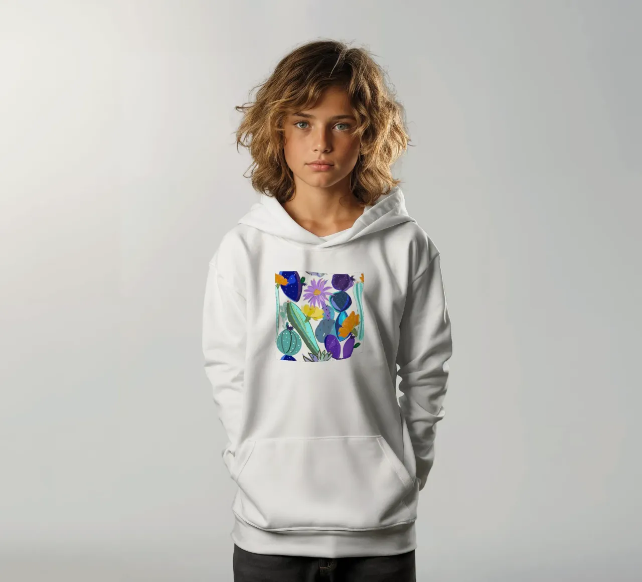 Cactus e succulente astratti felpa bambino con cappuccio da gulsengunel