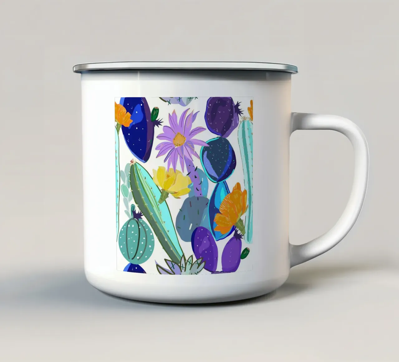 Cactus e succulente astratti tazza in smalto da gulsengunel