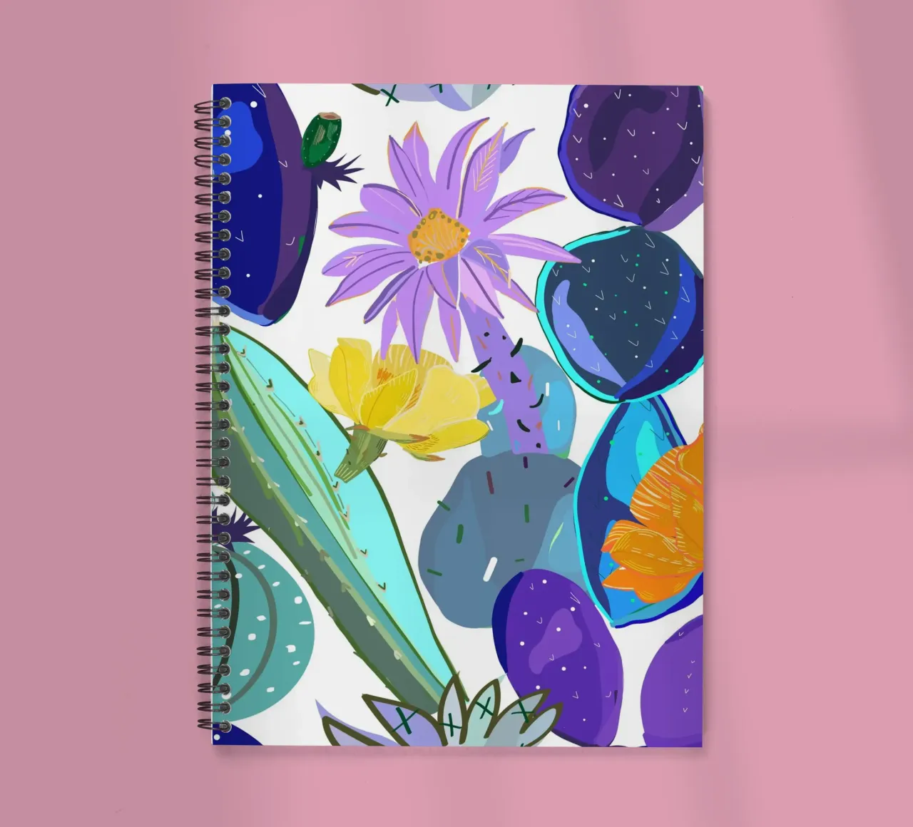 Abstract cactus and succulent spiral notebook by gulsengunel