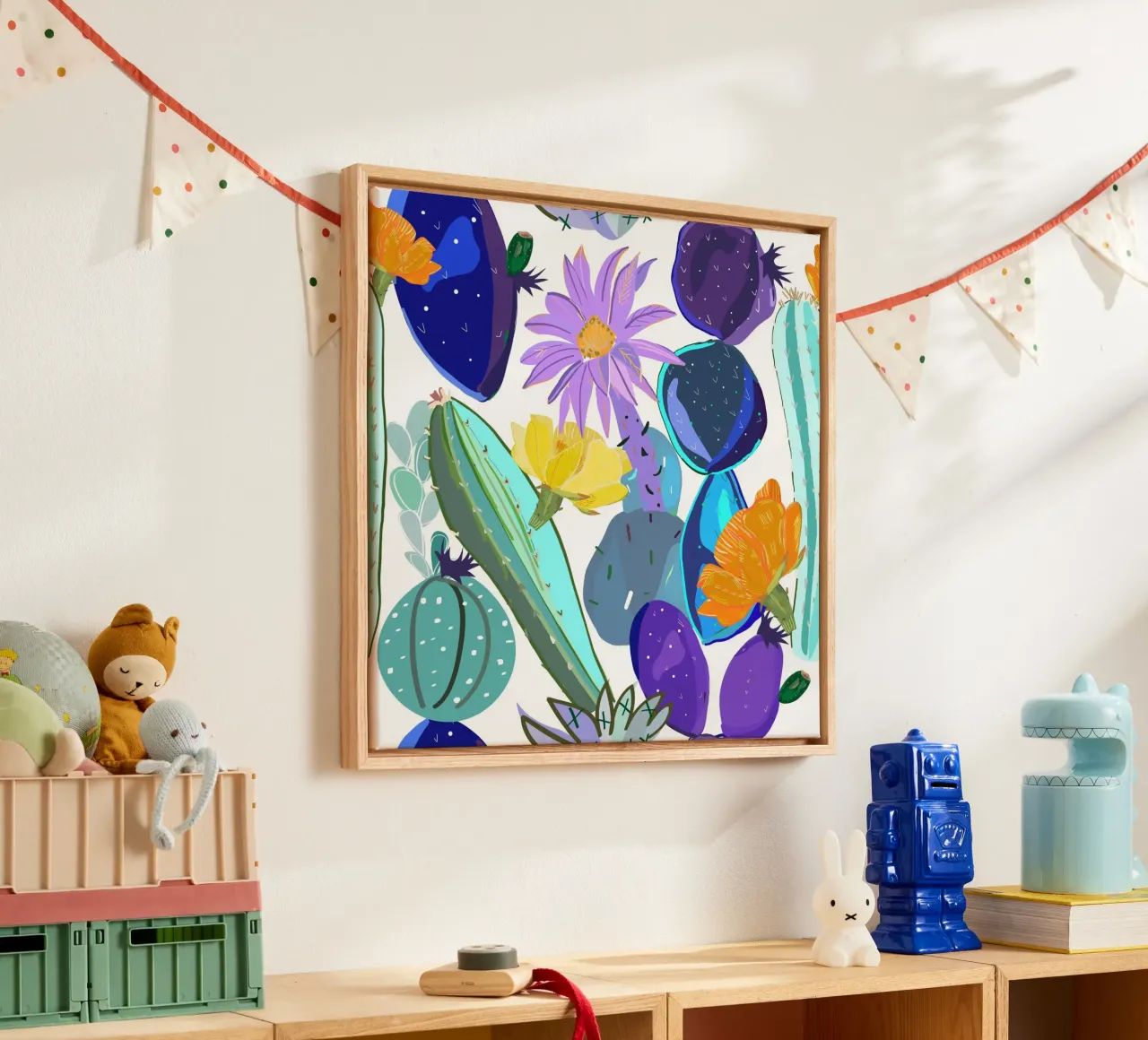 Abstract cactus and succulent canvas by gulsengunel