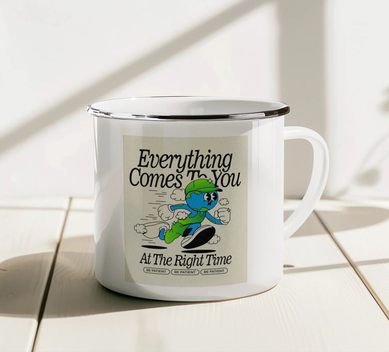 tutto arriva al momento giusto tazza in smalto da Andara shop