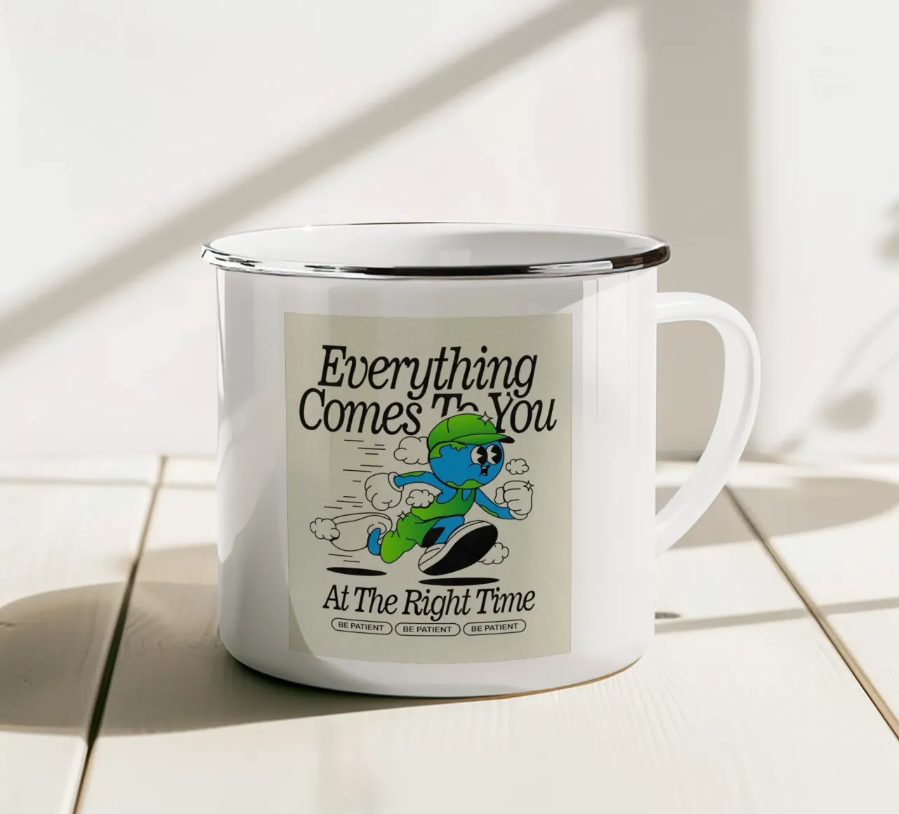 tutto arriva al momento giusto tazza in smalto da Andara shop