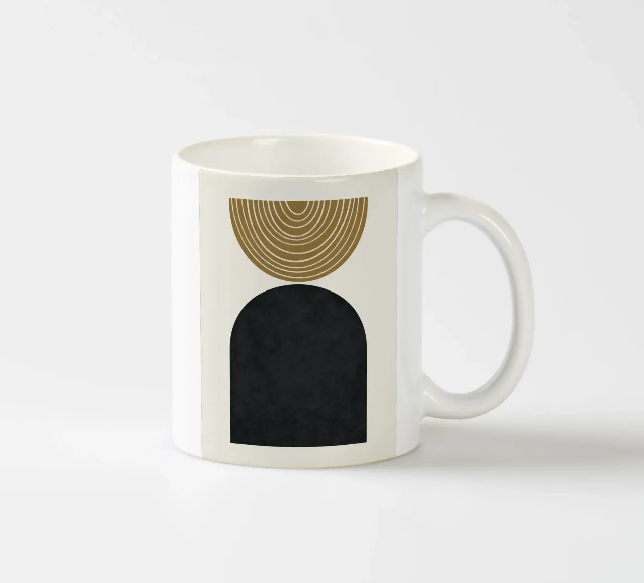 Luxe oker en grijs nordic art 11 keramische mok van Little Dean