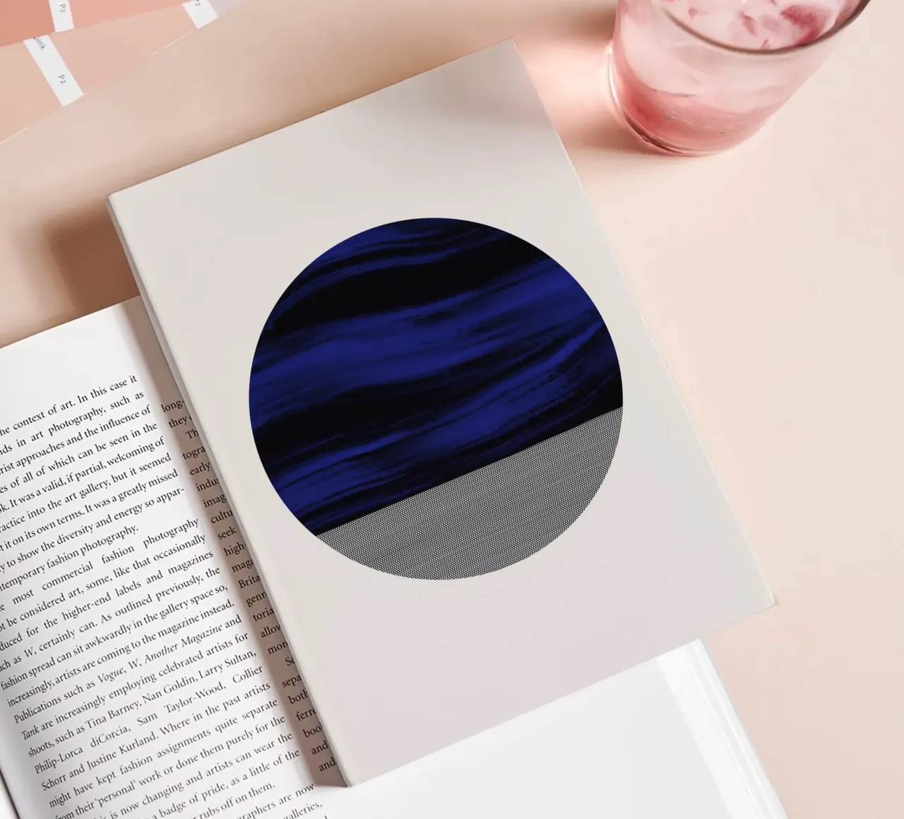 Luxury blue and grey nordic art 03 notebook by Little Dean