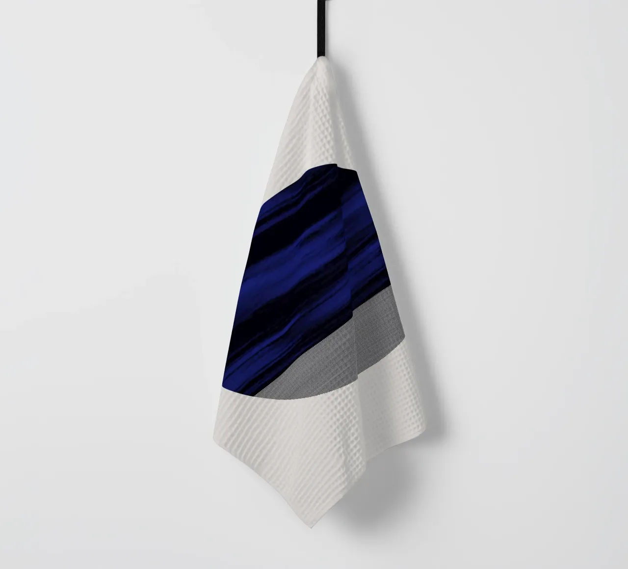 Luxe blauw en grijs nordic art 03 theedoek van Little Dean