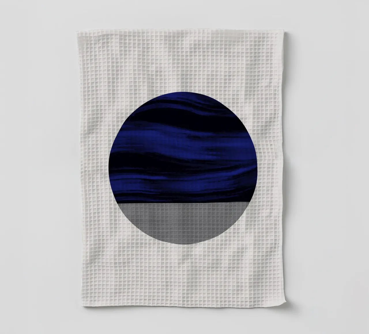 Luxe blauw en grijs nordic art 03 theedoek van Little Dean