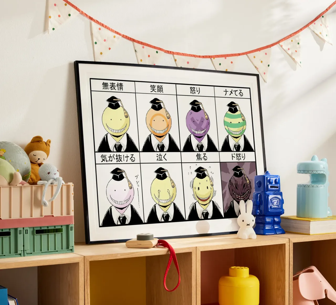 classe assassinio koro sensei stati d'animo poster con telaio in legno da Green