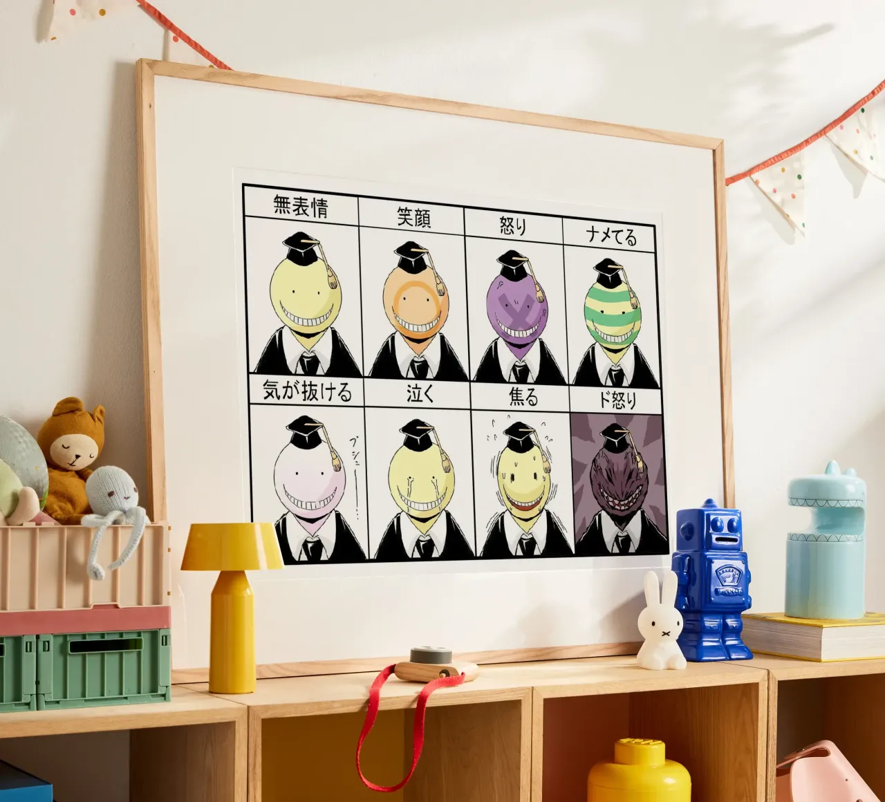 classe assassinio koro sensei stati d'animo poster con telaio in legno da Green