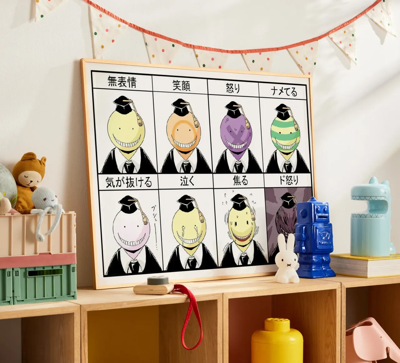 classe assassinio koro sensei stati d'animo poster con telaio in legno da Green