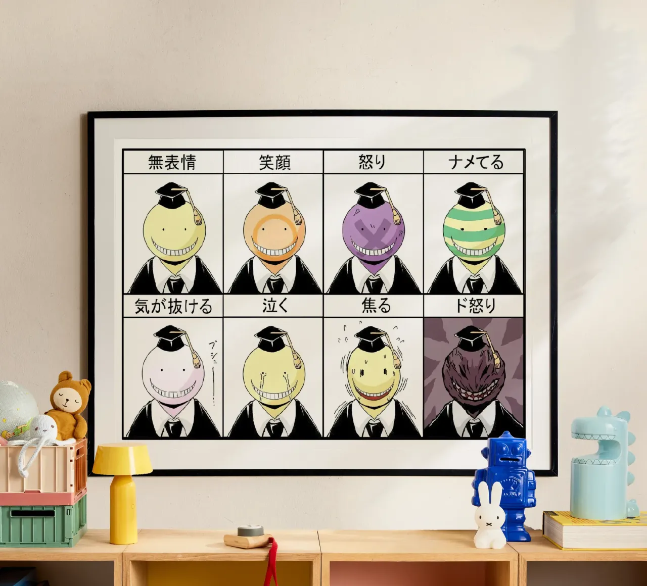 classe assassinio koro sensei stati d'animo poster con telaio in legno da Green