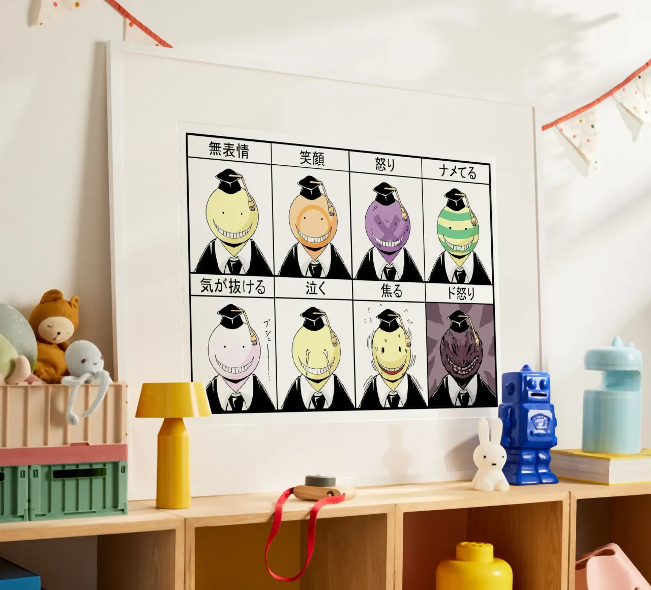 classe assassinio koro sensei stati d'animo poster con telaio in legno da Green
