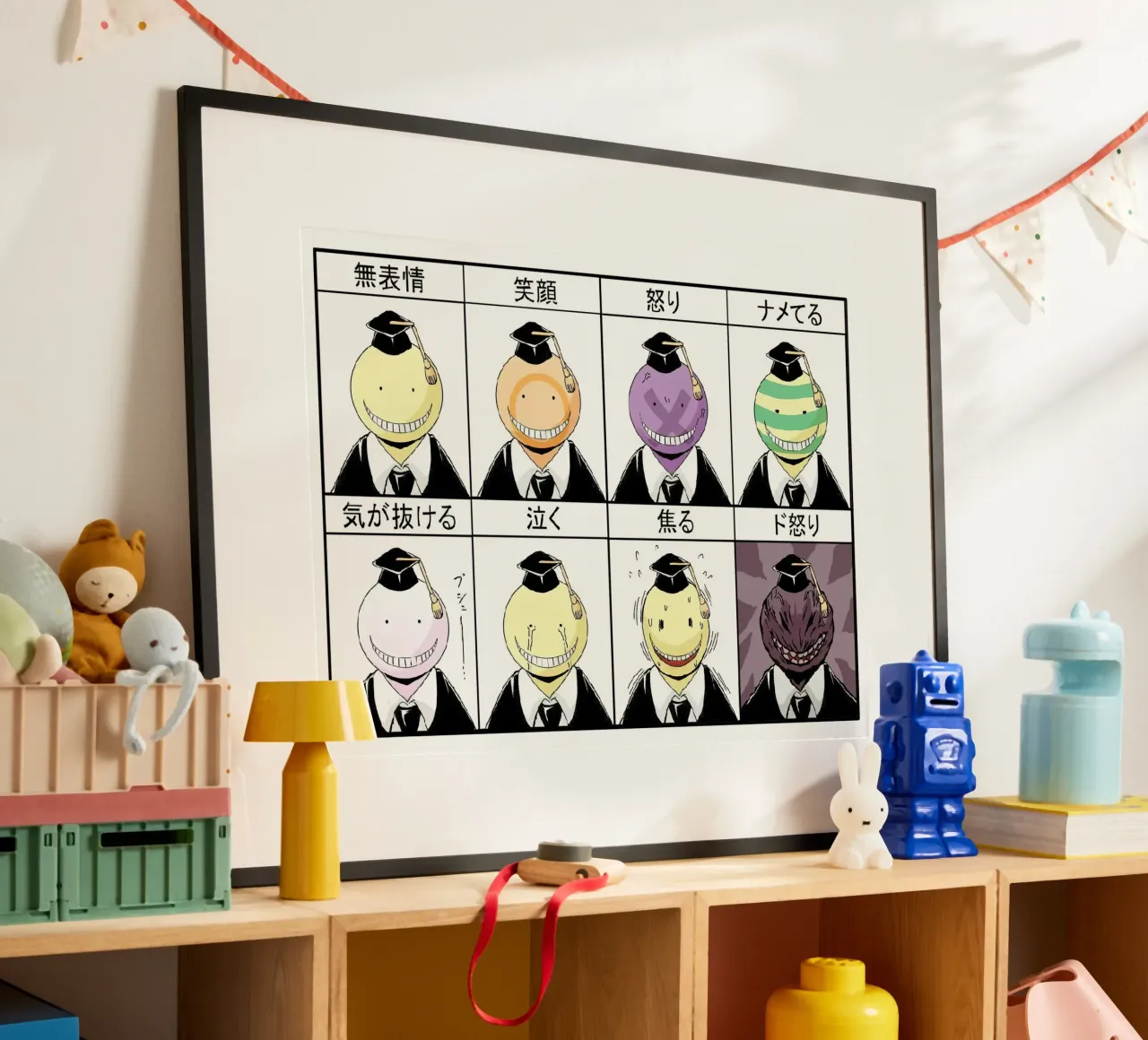 classe assassinio koro sensei stati d'animo poster con telaio in legno da Green