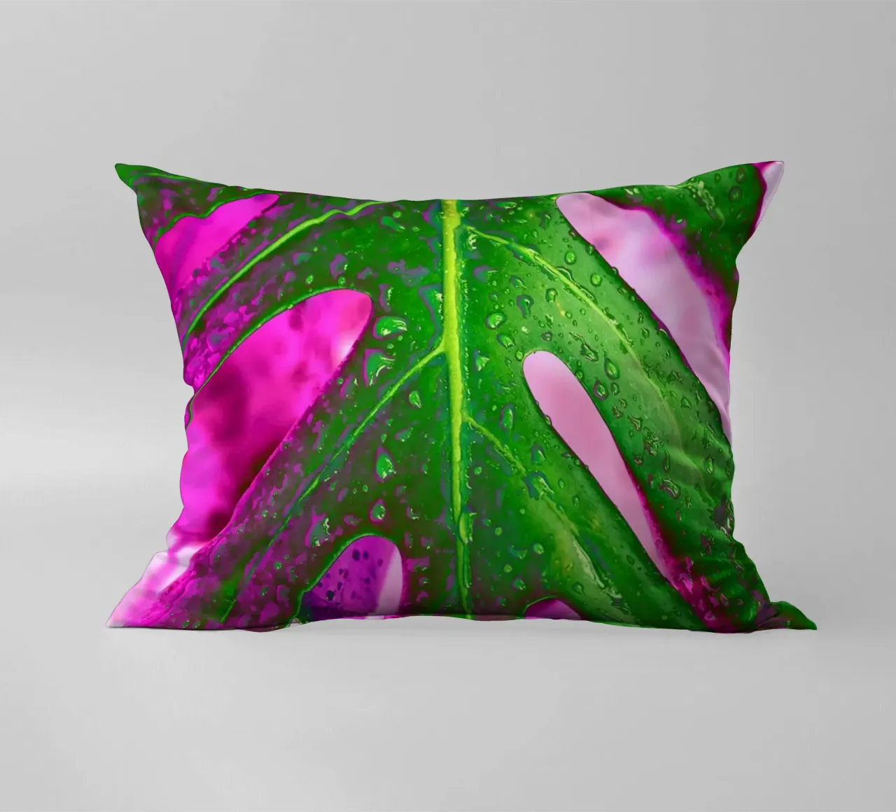 Monstera Leaf Pink decorative cushion by adrianooliveiraphoto