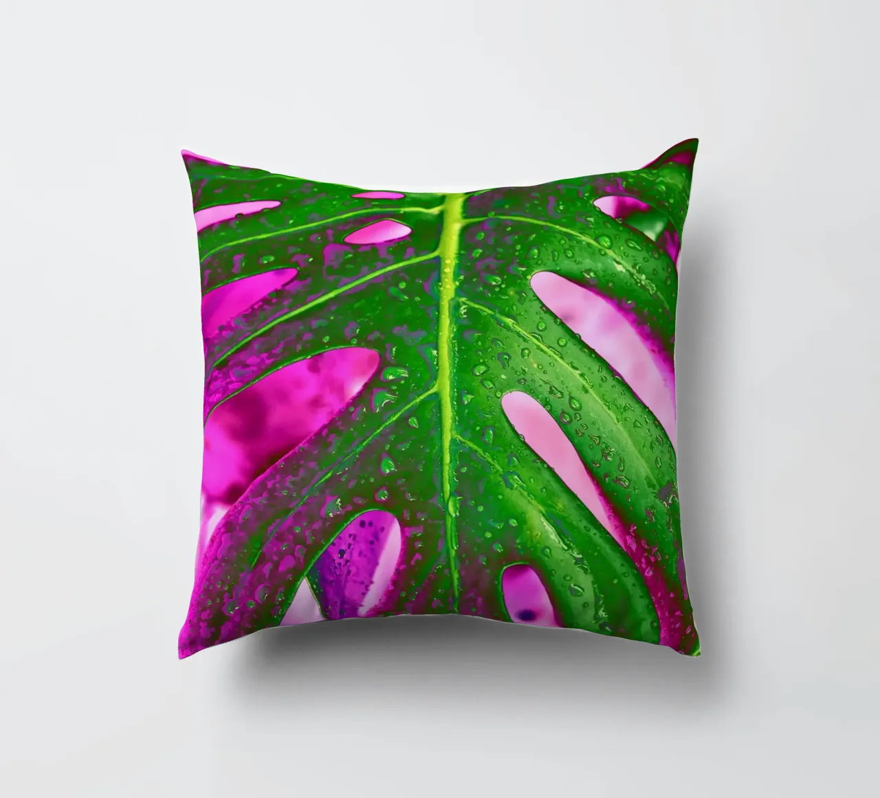 Monstera Leaf Pink decorative cushion by adrianooliveiraphoto