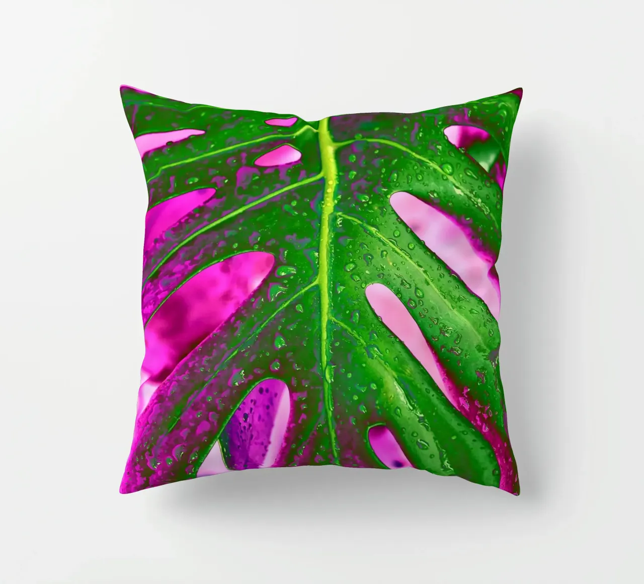 Monstera Leaf Pink decorative cushion by adrianooliveiraphoto