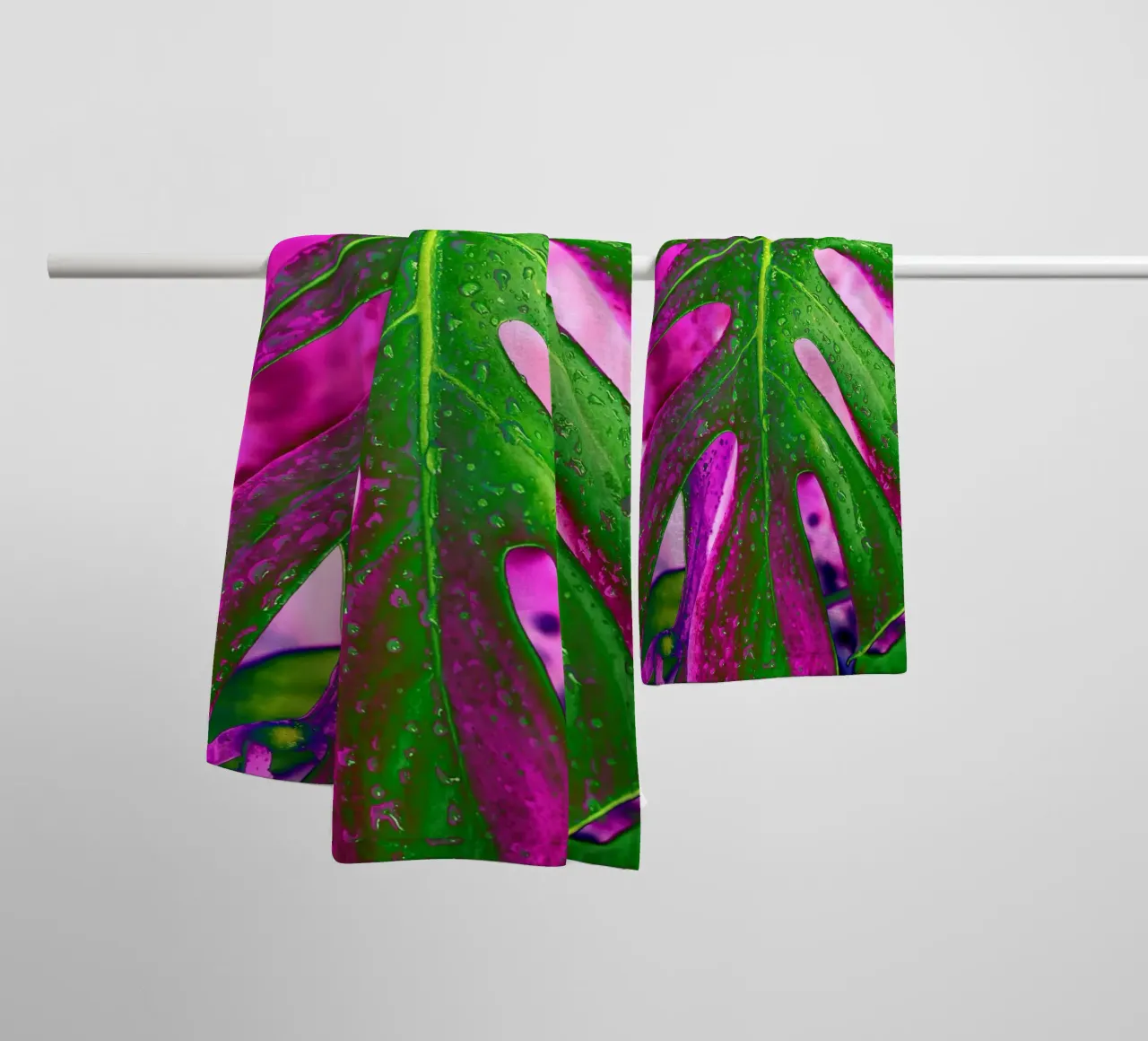 Monstera Leaf Pink towel by adrianooliveiraphoto
