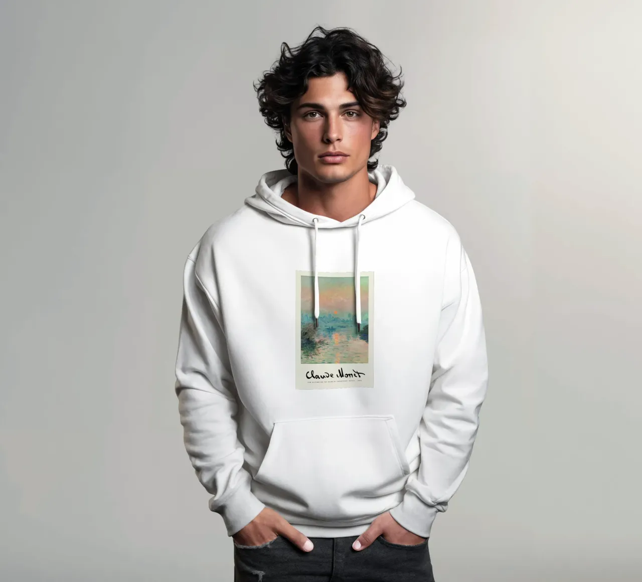 Monet – Signed Sun Setting on the Seine Hoodie von Vintage by JUNIQE