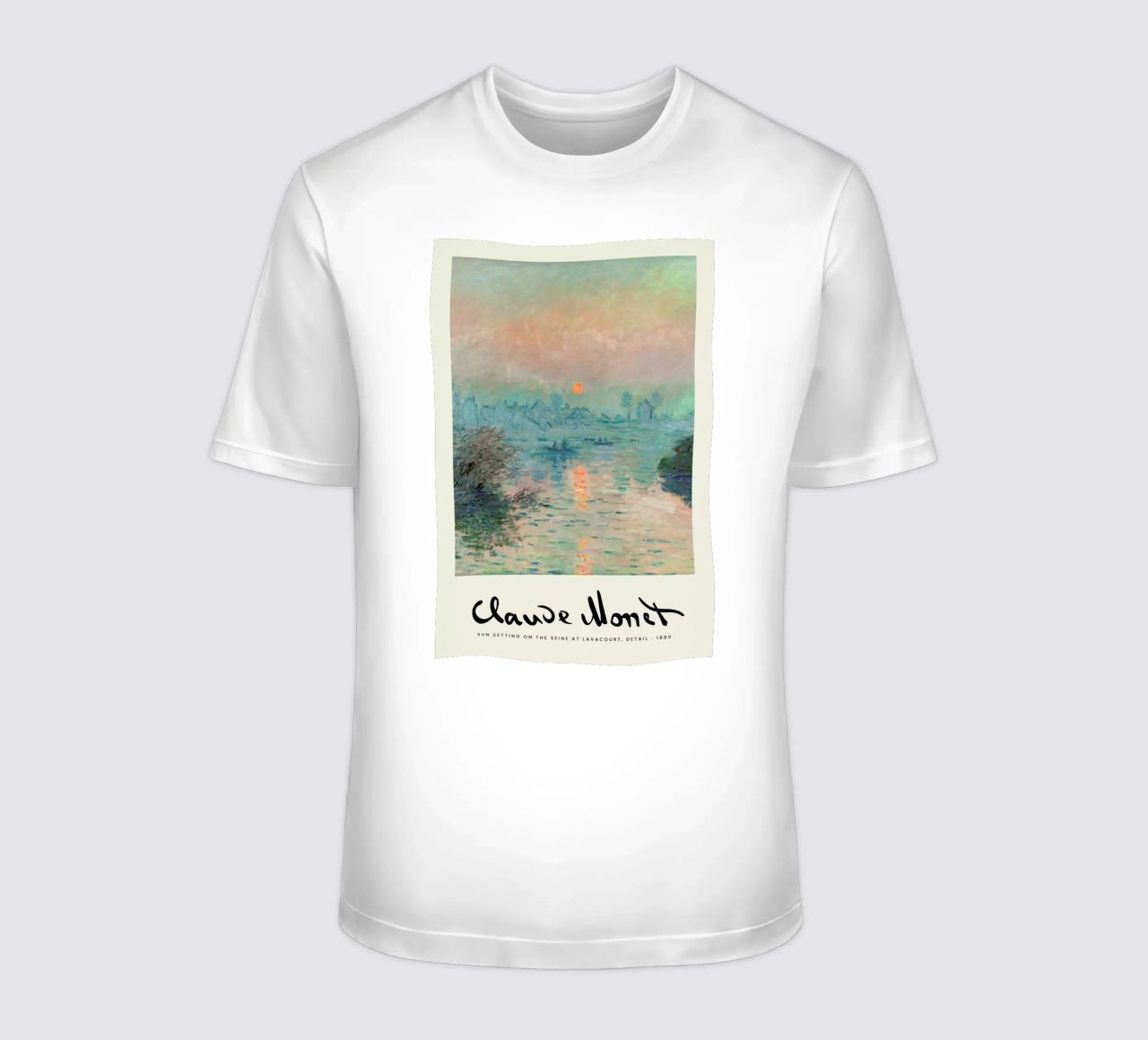 Monet – Signed Sun Setting on the Seine T-Shirt von Vintage by JUNIQE