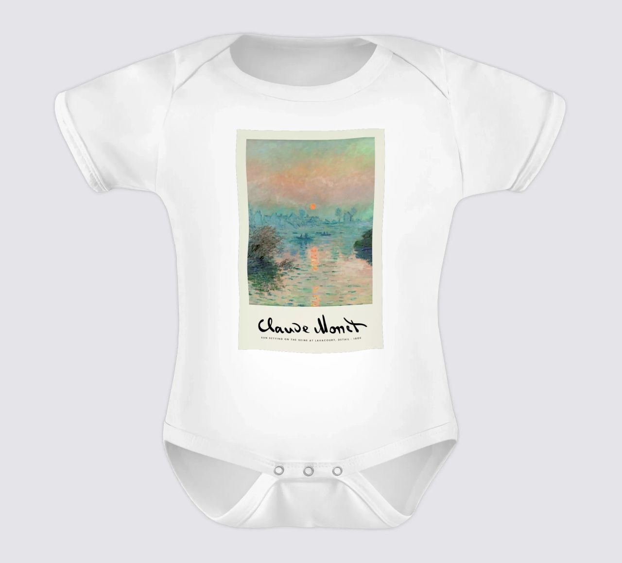 Monet – Signed Sun Setting on the Seine Kurzarm Babybody von Vintage by JUNIQE