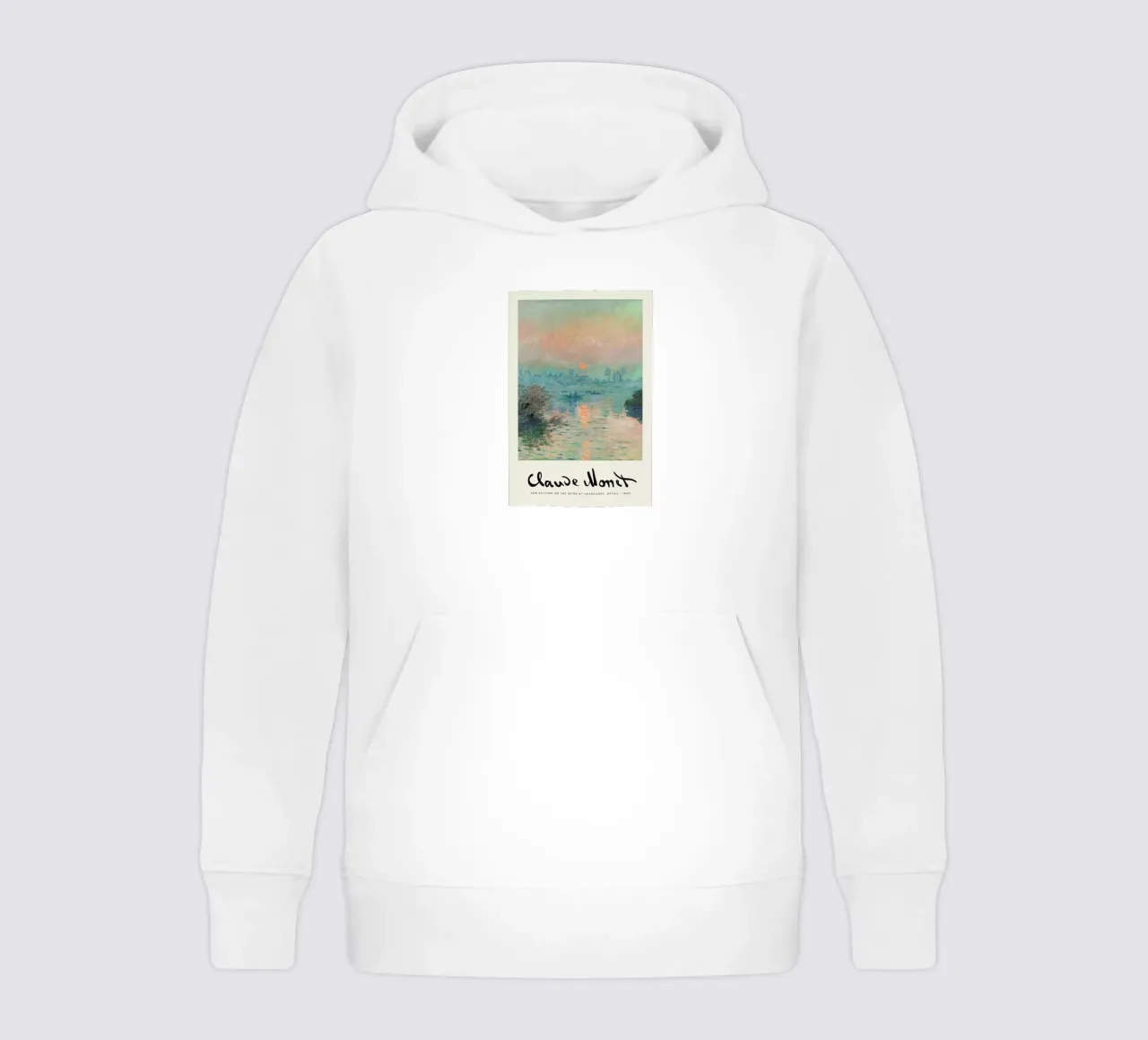 Monet – Signed Sun Setting on the Seine felpa bambino con cappuccio da Vintage by JUNIQE