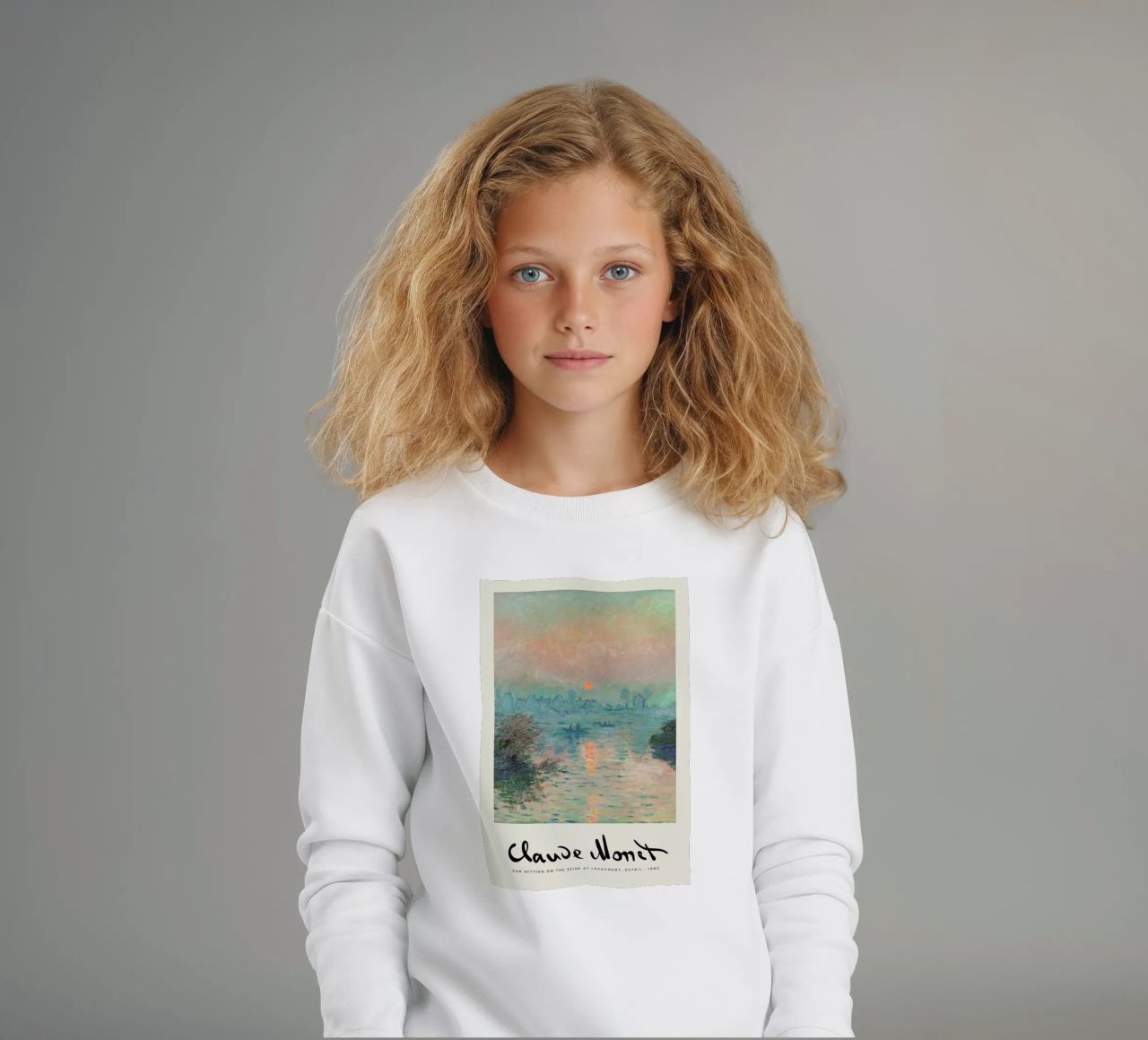 Monet – Signed Sun Setting on the Seine felpa bambino da Vintage by JUNIQE