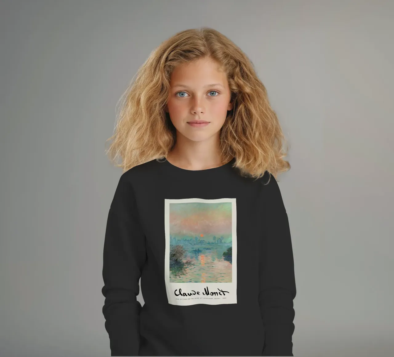 Monet – Signed Sun Setting on the Seine felpa bambino da Vintage by JUNIQE