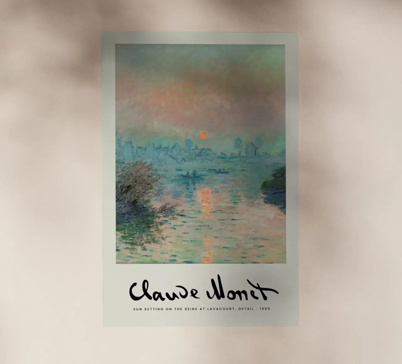 Monet – Signed Sun Setting on the Seine pellicola backlit da Vintage by JUNIQE