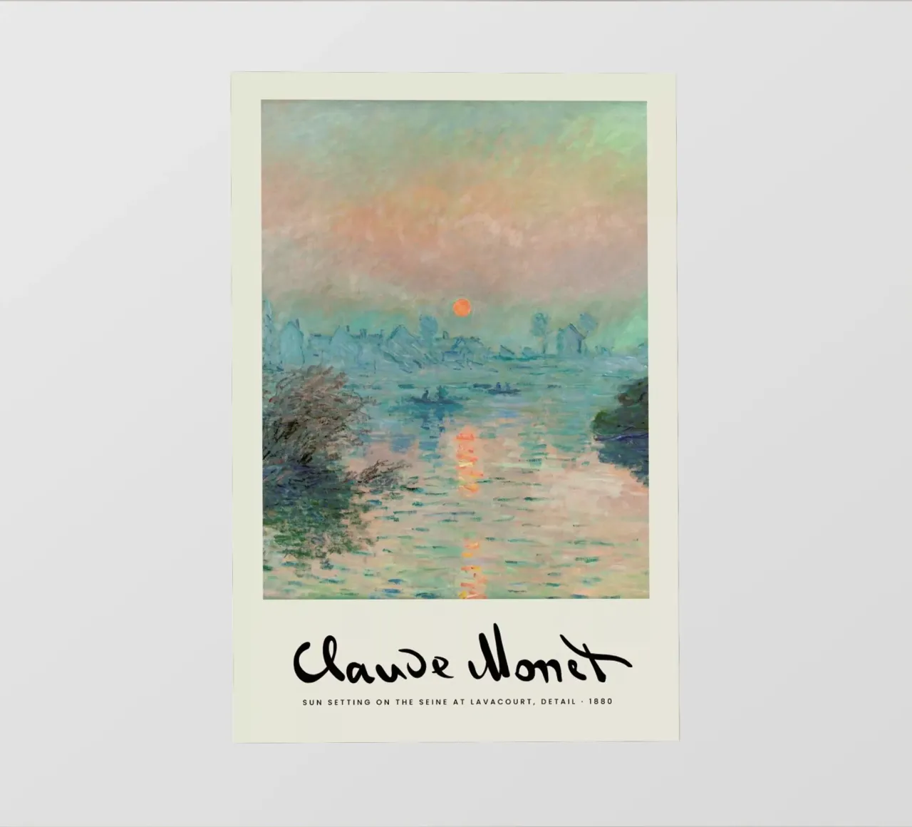 Monet – Signed Sun Setting on the Seine lámina retroiluminada de Vintage by JUNIQE