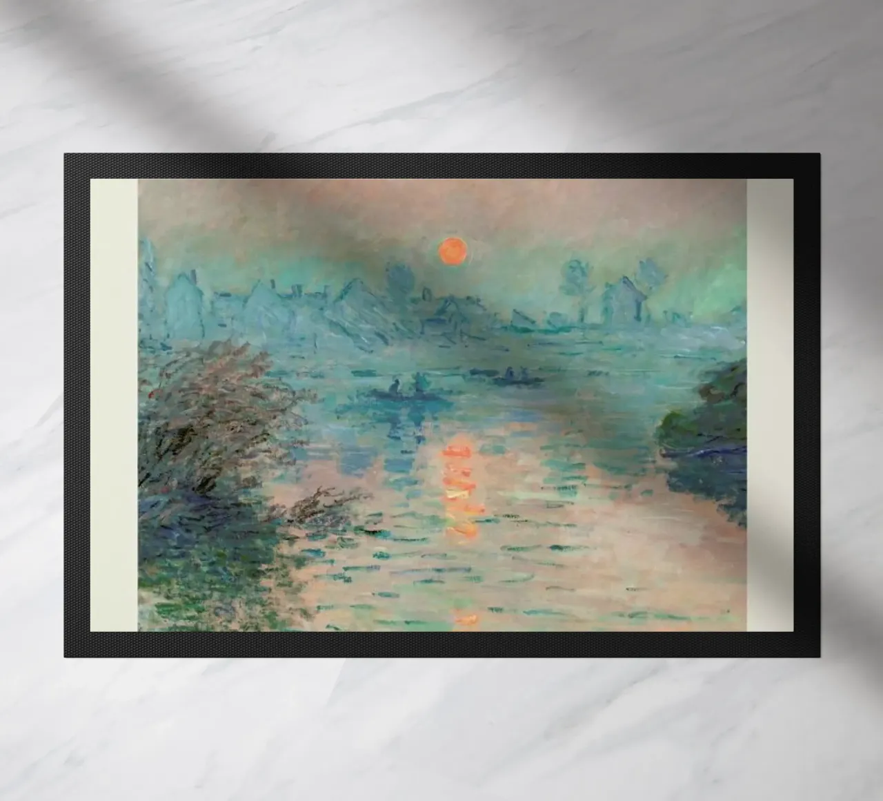 Monet – Signed Sun Setting on the Seine Fußmatte von Vintage by JUNIQE