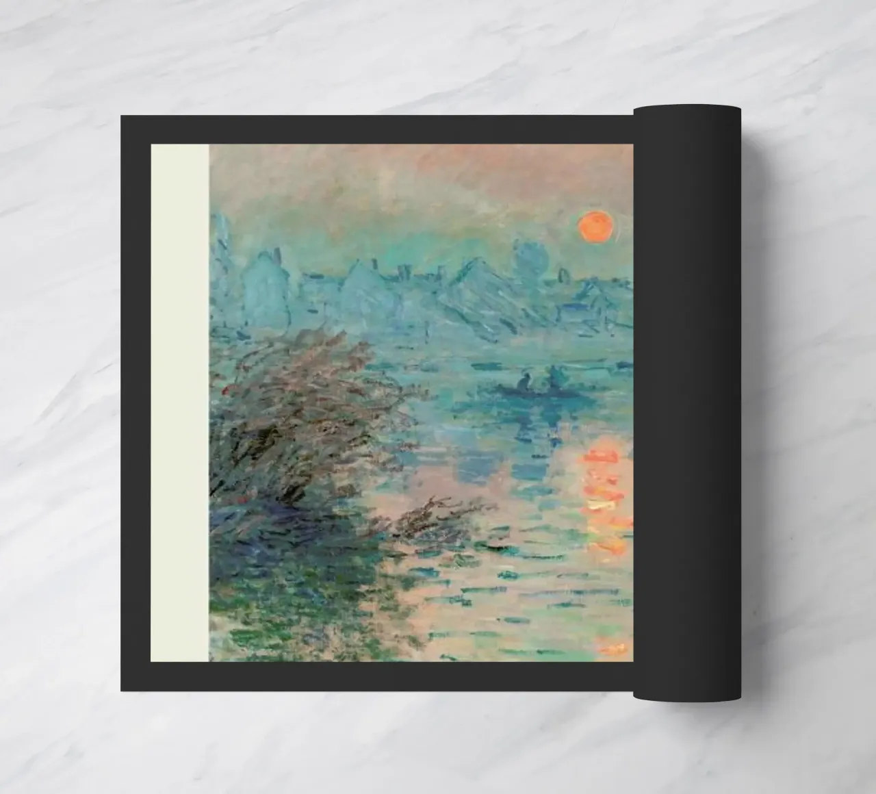 Monet – Signed Sun Setting on the Seine Fußmatte von Vintage by JUNIQE