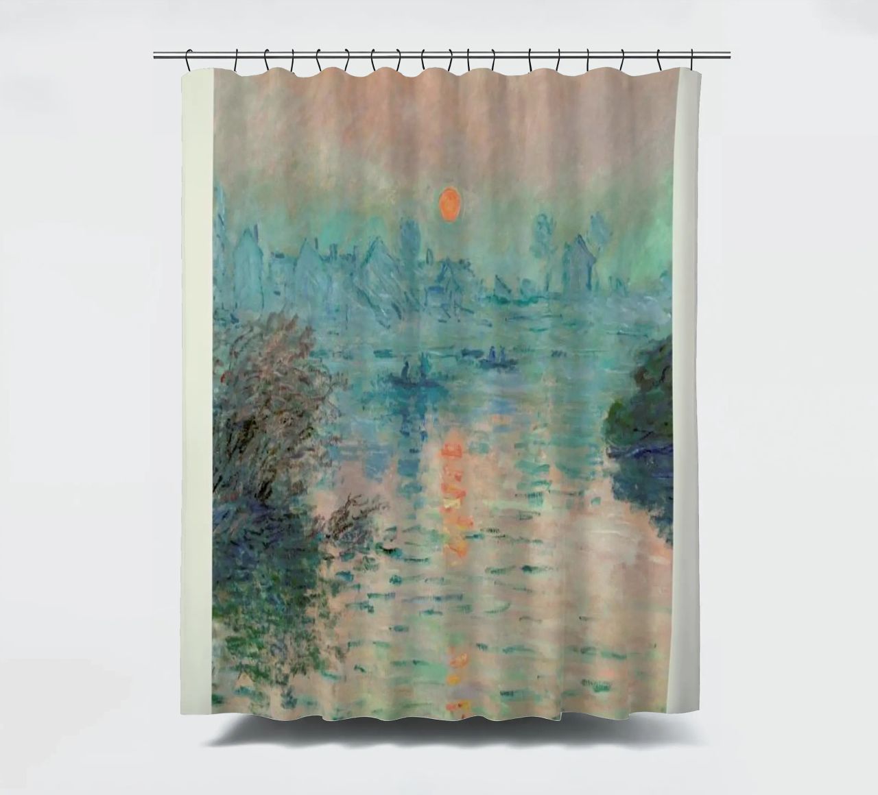 Monet – Signed Sun Setting on the Seine Duschvorhang von Vintage by JUNIQE