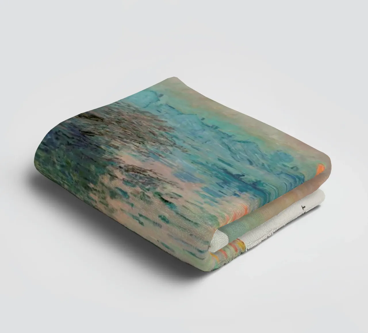 Monet – Signed Sun Setting on the Seine badhanddoek van Vintage by JUNIQE
