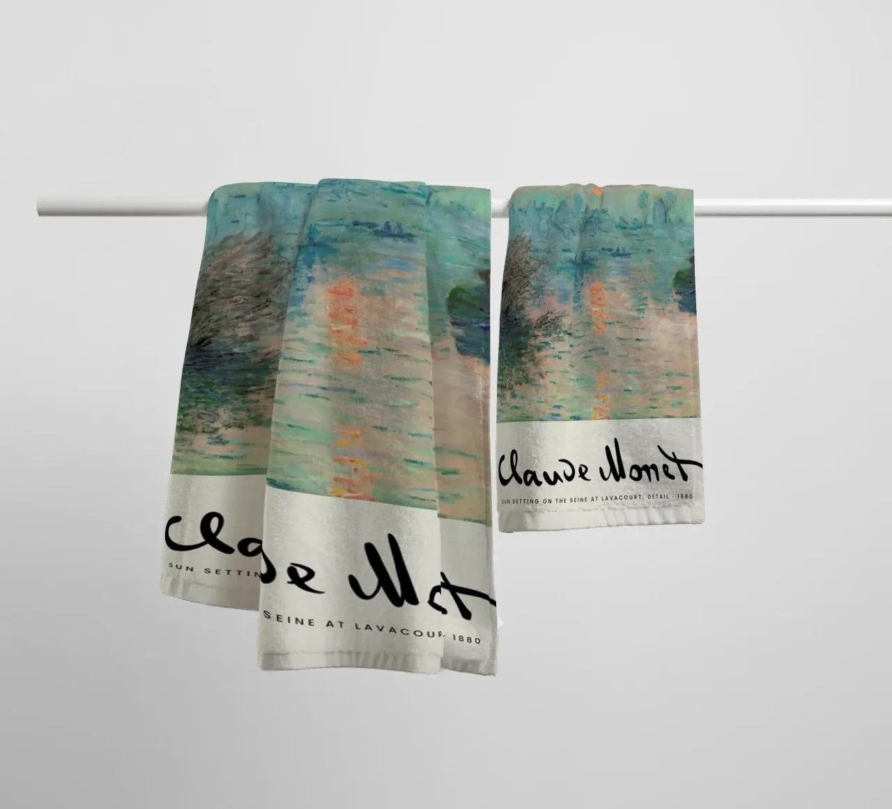Monet – Signed Sun Setting on the Seine Handtuch von Vintage by JUNIQE