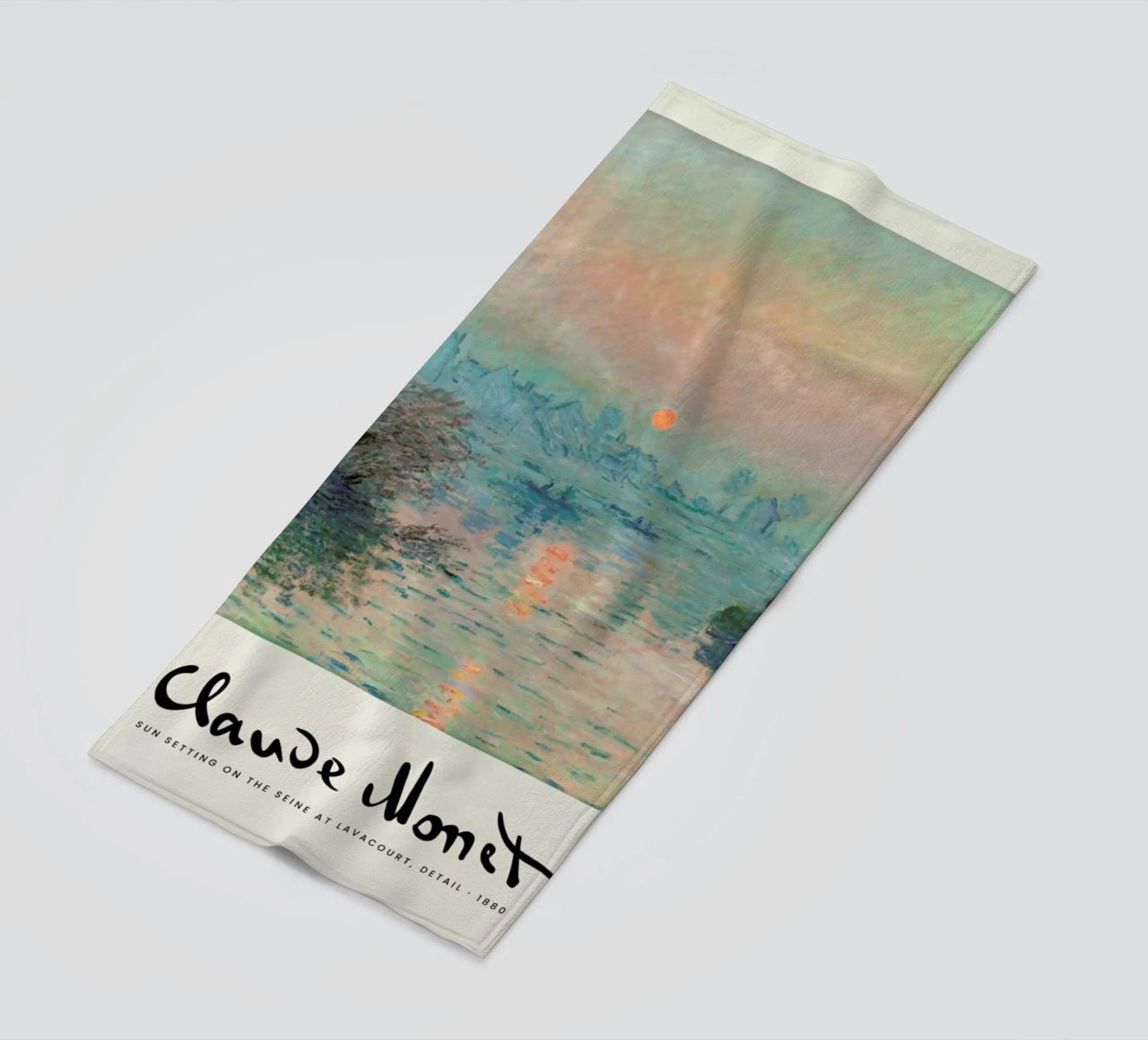 Monet – Signed Sun Setting on the Seine telo mare da Vintage by JUNIQE