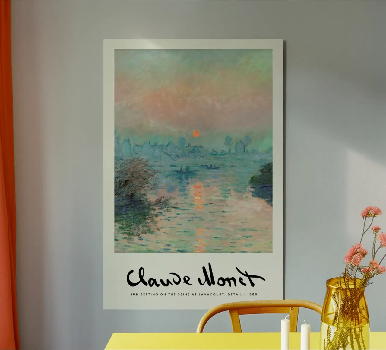 Monet – Signed Sun Setting on the Seine pannello forex da Vintage by JUNIQE