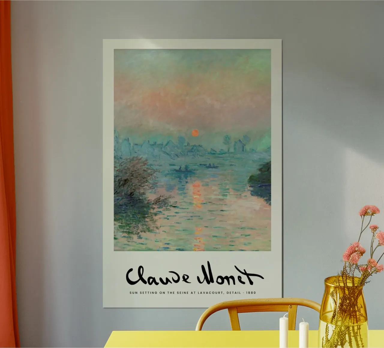 Monet – Signed Sun Setting on the Seine carta hahnemühle da Vintage by JUNIQE