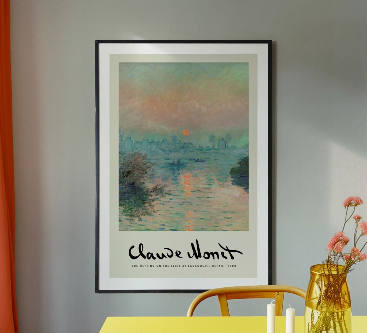 Monet – Signed Sun Setting on the Seine Poster von Vintage by JUNIQE