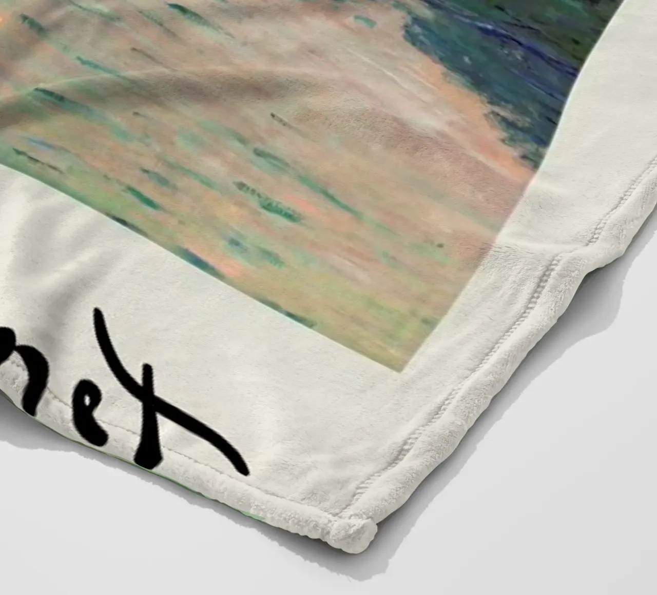 Monet – Signed Sun Setting on the Seine coperta in pile da Vintage by JUNIQE