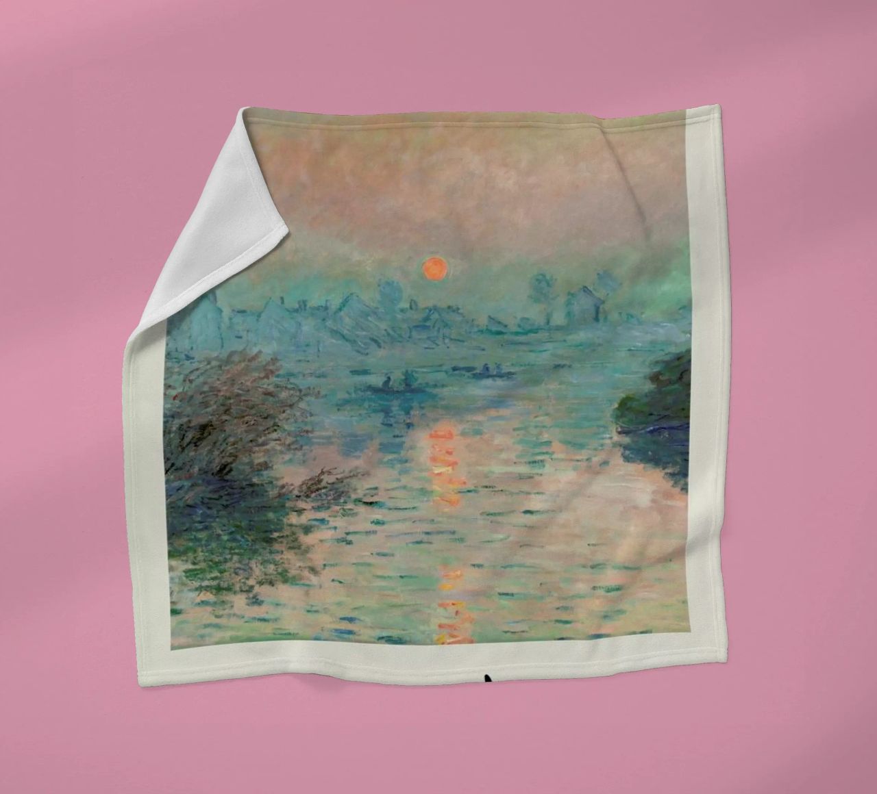 Monet – Signed Sun Setting on the Seine Fleecedecke von Vintage by JUNIQE