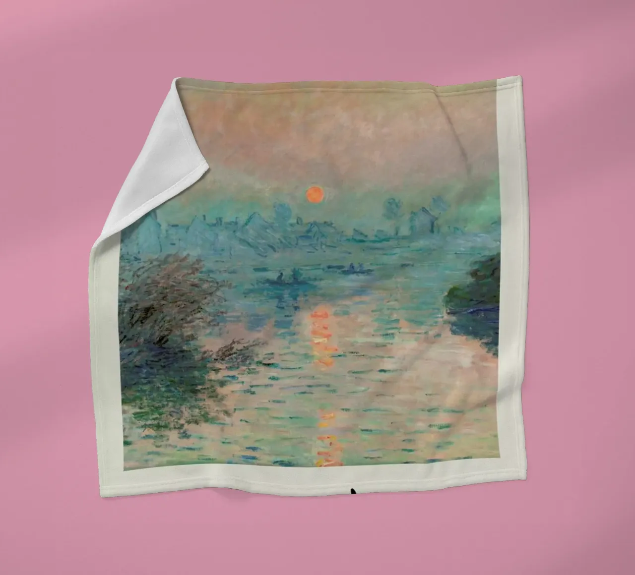 Monet – Signed Sun Setting on the Seine coperta in pile da Vintage by JUNIQE
