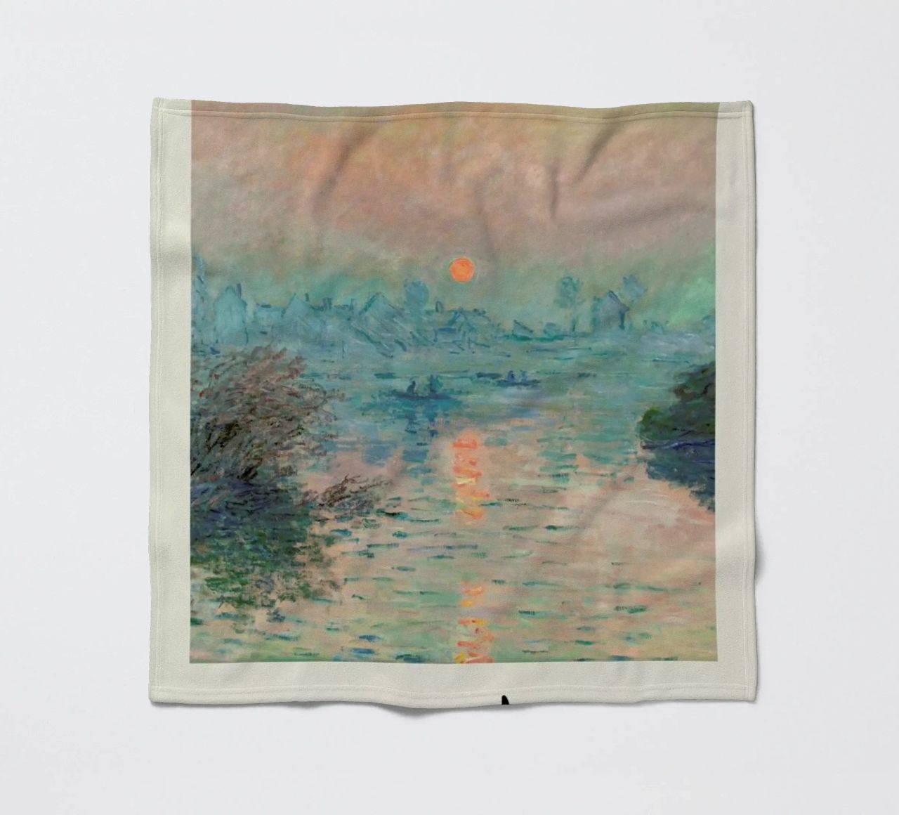 Monet – Signed Sun Setting on the Seine Fleecedecke von Vintage by JUNIQE