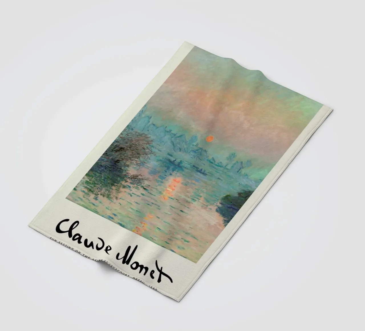 Monet – Signed Sun Setting on the Seine coperta in pile da Vintage by JUNIQE