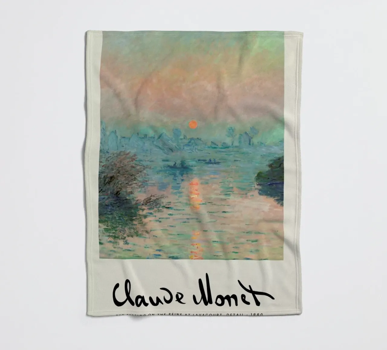 Monet – Signed Sun Setting on the Seine manta de franela de Vintage by JUNIQE