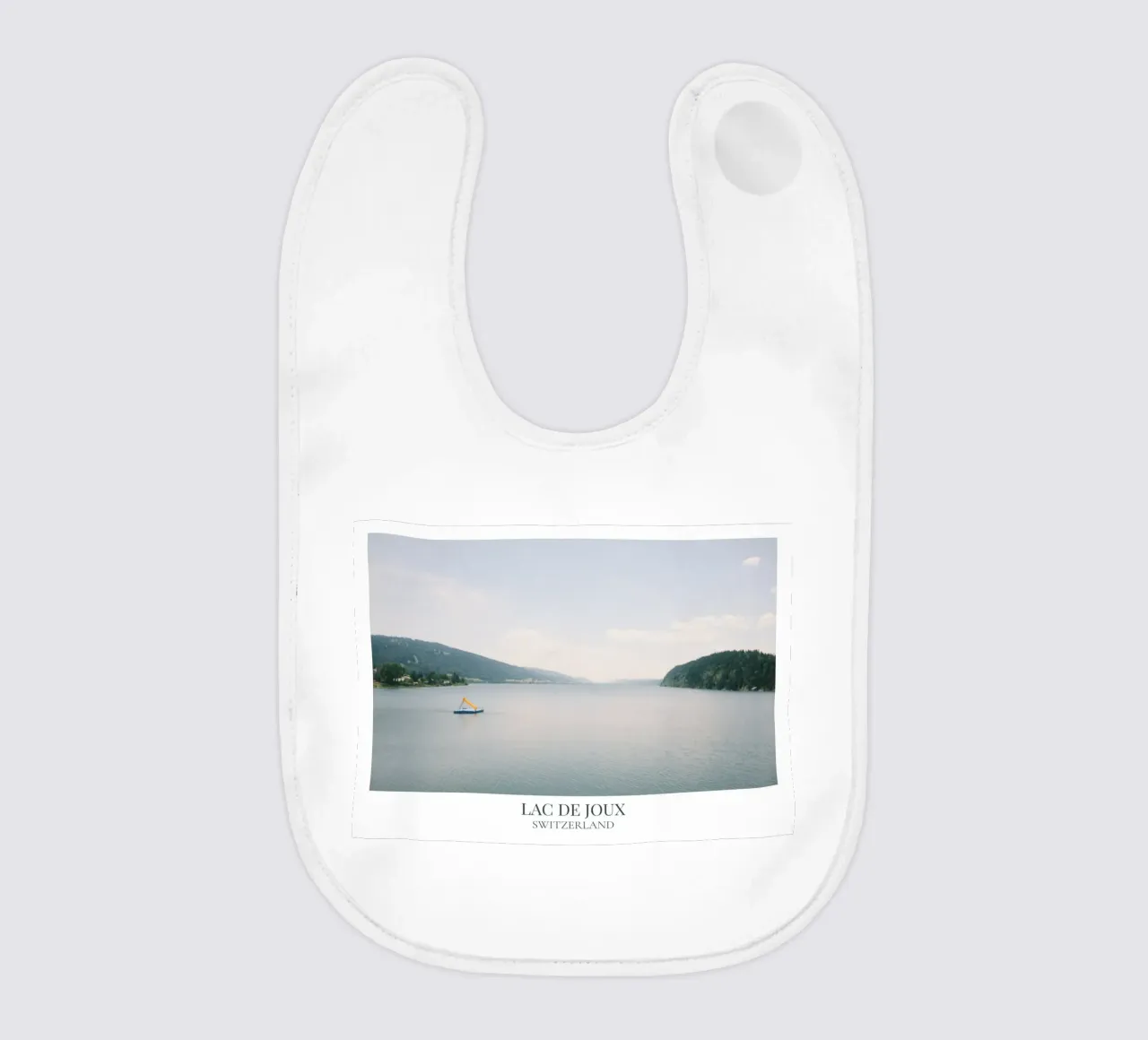 Lac de Joux: Switzerland baby bib by FujiFrames