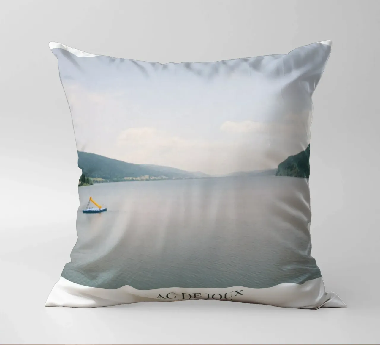 Lac de Joux: Switzerland decorative cushion by FujiFrames