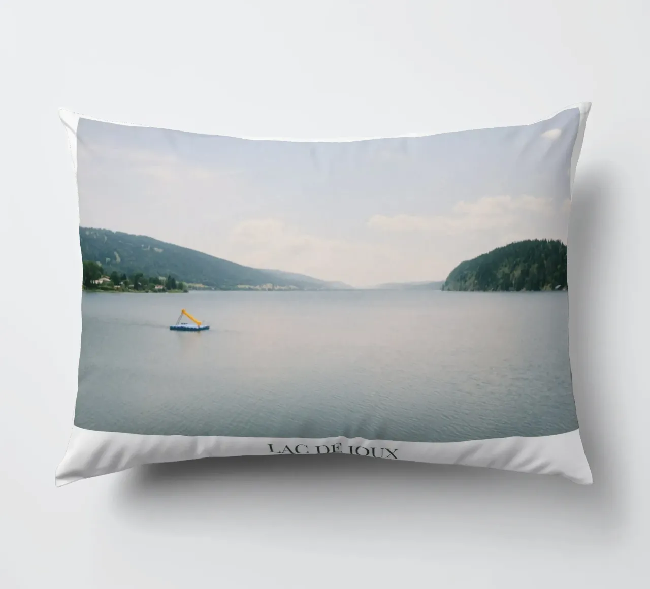 Lac de Joux: Switzerland decorative cushion by FujiFrames