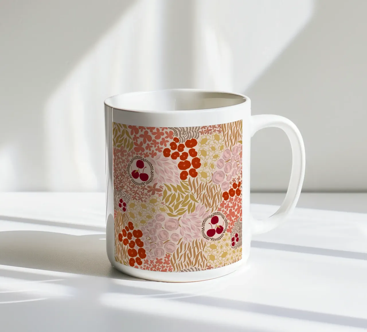 Autumn Fall Colors Hand Drawn Small Flowers tazza in ceramica da gulsengunel