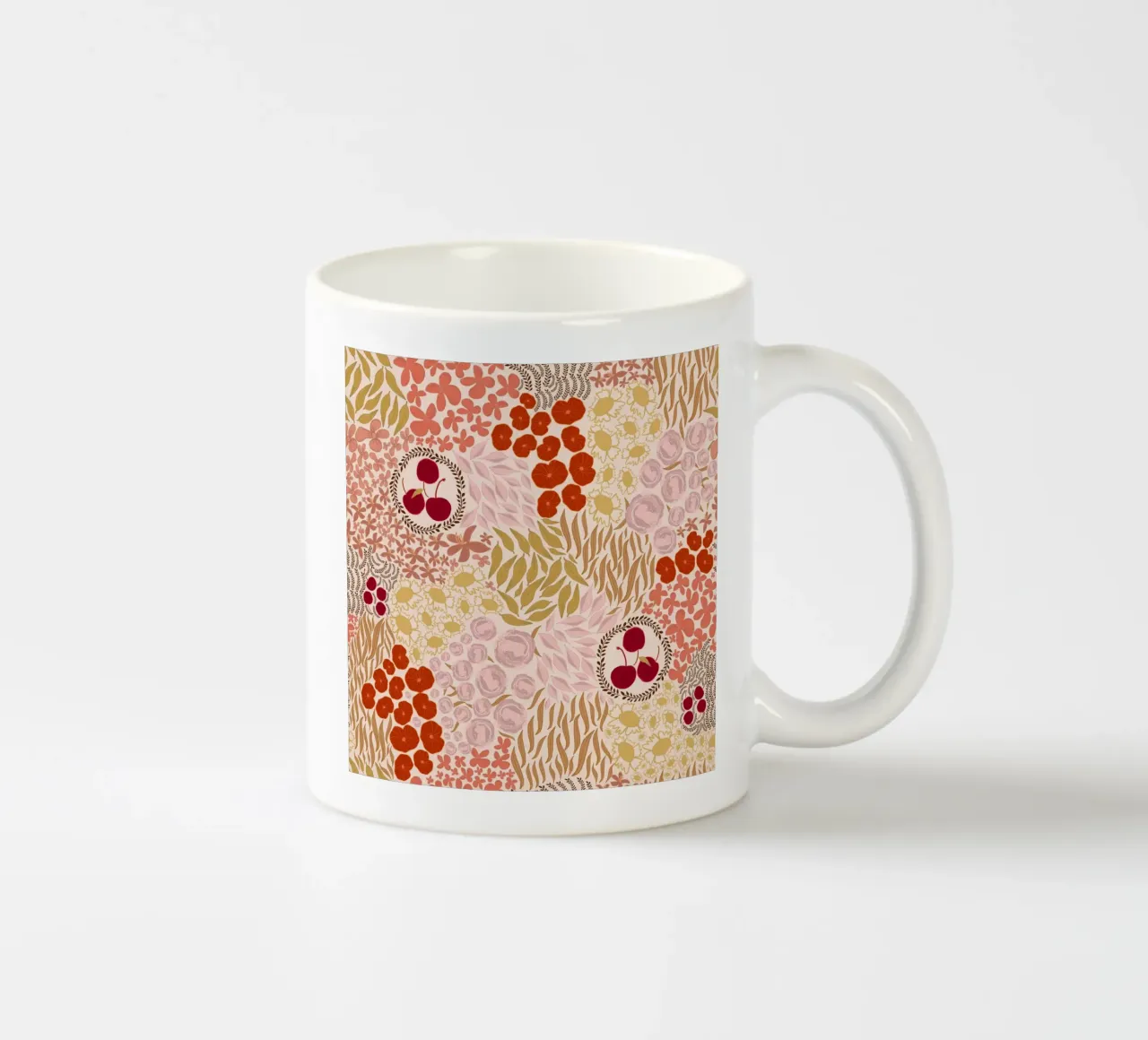 Autumn Fall Colors Hand Drawn Small Flowers tazza in ceramica da gulsengunel