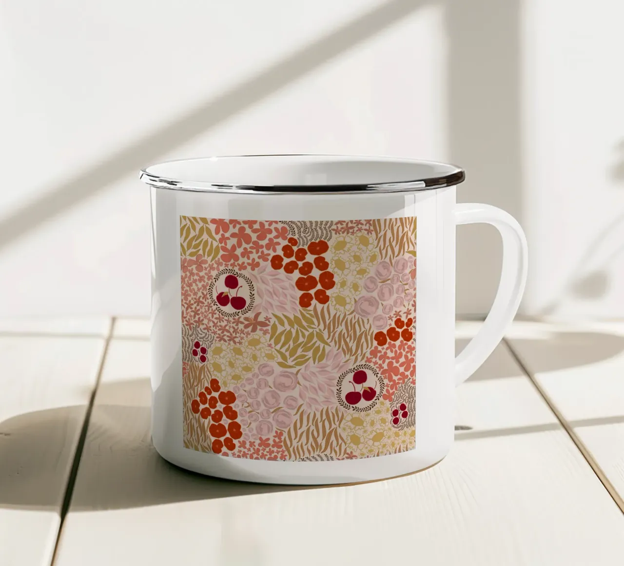 Autumn Fall Colors Hand Drawn Small Flowers tazza in smalto da gulsengunel