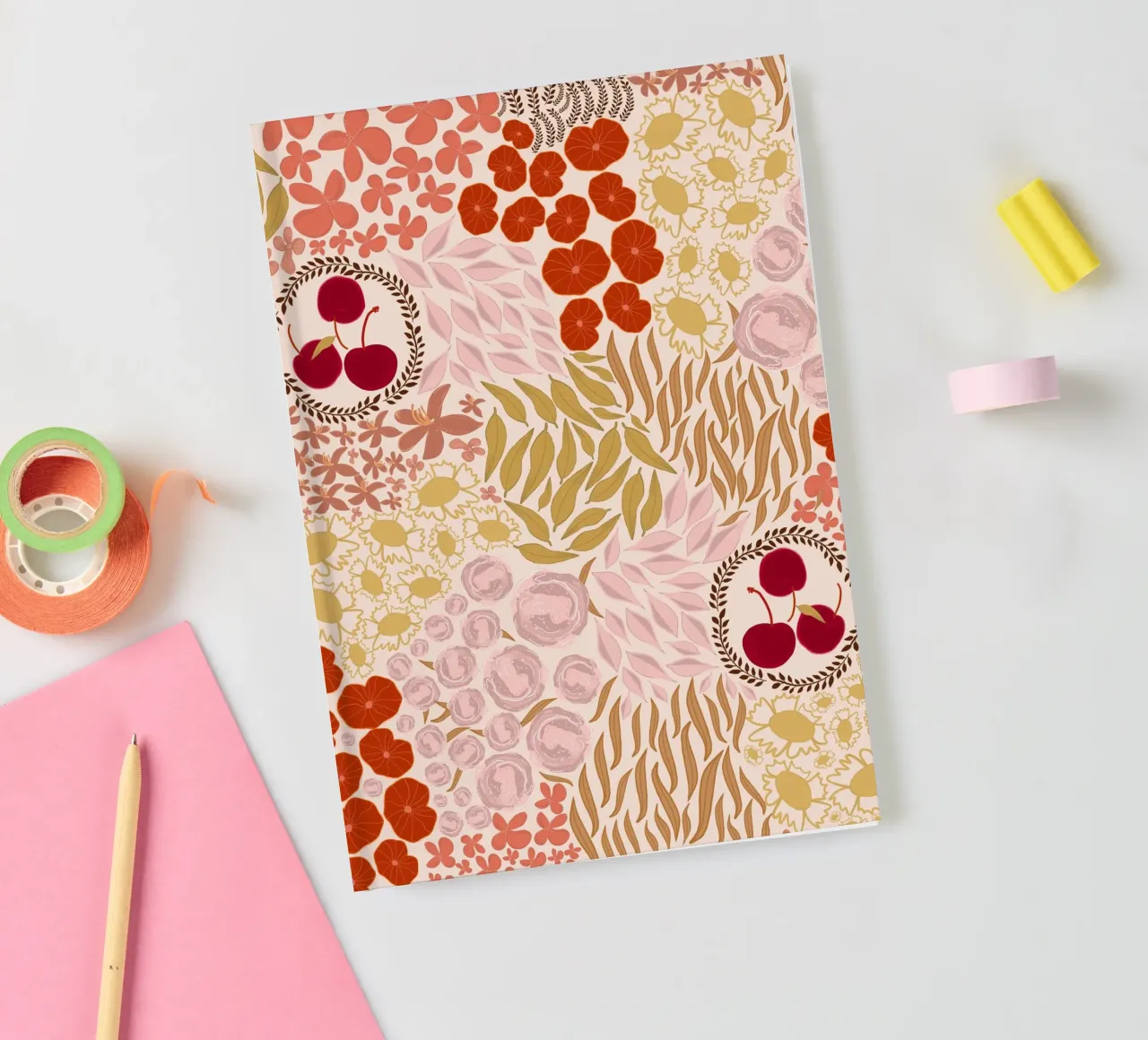 Autumn Fall Colors Hand Drawn Small Flowers notebook by gulsengunel